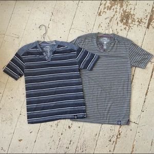 Denim & Rivets Lot of 2 Grey Stripe Tees T-Shirts